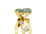 Yellow gold Fancy Green Pear  Cut Solitaire Diamond with Side Stones on Criss-Cross Band and Four-Prong Setting_8