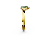 Yellow gold Fancy Green Pear  Cut Solitaire Engagement Ring with Flat Band and Four-Prong Setting 3