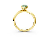 Yellow gold Fancy Green Pear  Cut Solitaire Engagement Ring with Flat Band and Four-Prong Setting 4