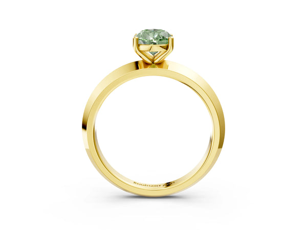 Yellow Gold Pear-Shaped Knife-Edge Solitaire Engagement Ring Setting for Fancy Green Center