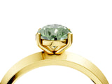 Yellow gold Fancy Green Pear  Cut Solitaire Engagement Ring with Flat Band and Four-Prong Setting 5