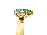 Yellow gold Fancy Green Pear  Cut Solitaire Engagement Ring with Flat Band and Four-Prong Setting