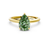 Yellow gold Fancy Green Pear  Cut Solitaire Engagement Ring with Four-Prong Setting and Classic Band_20