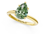 Yellow gold Fancy Green Pear  Cut Solitaire Engagement Ring with Four-Prong Setting and Classic Band_21