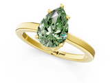Yellow gold Fancy Green Pear  Cut Solitaire Engagement Ring with Four-Prong Setting on a Classic Band_20