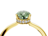 Yellow gold Fancy Green Pear  Cut Solitaire Engagement Ring with Four-Prong Setting on a Classic Band_23