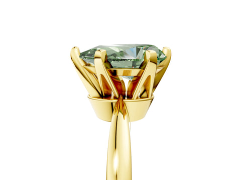 Yellow gold Fancy Green Pear Cut Solitaire Engagement Ring with Six-Prong Setting and Tapered Band_5