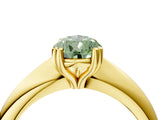 Yellow gold Fancy Green Pear  Cut Solitaire Engagement Ring with Tapered Band and Four-Prong Setting 4