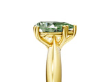 Yellow gold Fancy Green Pear  Cut Solitaire Engagement Ring with Tapered Band and Four-Prong Setting 5