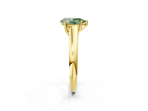 Yellow gold Fancy Green Pear Cut Solitaire Engagement Ring with Tapered Band and Four-Prong Setting_5