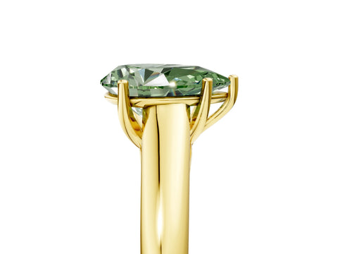 Yellow gold Fancy Green Pear Cut Solitaire Engagement Ring with Tapered Band and Four-Prong Setting_8