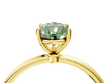 Yellow gold Fancy Green Pear  Cut Solitaire Engagement Ring with Thin Band and Four-Prong Setting_7