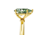 Yellow gold Fancy Green Pear  Cut Solitaire Engagement Ring with Thin Band and Four-Prong Setting_8