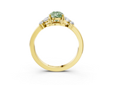 Yellow gold Fancy Green Pear  Cut Solitaire Floral Diamond Ring with Four-Prong Setting_40
