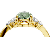 Yellow gold Fancy Green Pear  Cut Solitaire Floral Diamond Ring with Four-Prong Setting_41