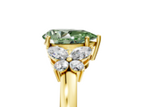 Yellow gold Fancy Green Pear  Cut Solitaire Floral Diamond Ring with Four-Prong Setting_42