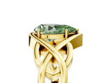 Yellow gold Fancy Green Pear Cut Solitaire Intertwined Band Prong Setting Ring_5
