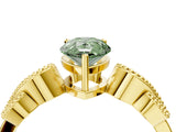 Yellow gold Fancy Green Pear Cut Solitaire Milgrain Leaf Band with Prong Setting_4