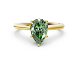 Yellow gold Fancy Green Pear  Cut Solitaire Ring with Cathedral Band and Four-Prong Setting_52