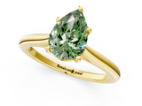 Yellow gold Fancy Green Pear  Cut Solitaire Ring with Cathedral Band and Four-Prong Setting_53