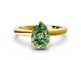 Yellow gold Fancy Green Pear  Cut Solitaire Ring with Four-Prong Setting and Classic Band_60