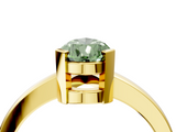 Yellow gold Fancy Green Pear  Cut Solitaire Ring with Four-Prong Setting and Classic Band_64