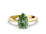 Yellow gold Fancy Green Pear  Cut Solitaire Ring with Four-Prong Setting on a Classic Band_47