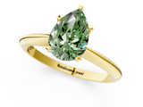 Yellow gold Fancy Green Pear  Cut Solitaire Ring with Four-Prong Setting on a Classic Band_48