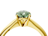 Yellow gold Fancy Green Pear  Cut Solitaire Ring with Four-Prong Setting on a Classic Band_51