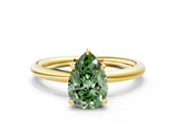 Yellow gold Fancy Green Pear  Cut Solitaire Ring with Thin Band and Four-Prong Setting_14