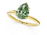 Yellow gold Fancy Green Pear  Cut Solitaire Ring with Thin Band and Four-Prong Setting_15