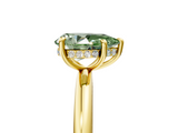 Yellow gold Fancy Green Pear  Cut Solitaire Ring with Thin Band and Four-Prong Setting_19