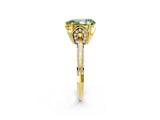 Yellow gold Fancy Green Pear Cut Solitaire Split Shank Pave Diamond Engagement Ring with Four-Prong Setting_2