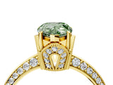 Yellow gold Fancy Green Pear Cut Solitaire Split Shank Pave Diamond Engagement Ring with Four-Prong Setting_4