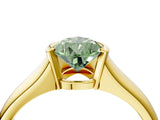 Yellow gold Fancy Green Pear Cut Solitaire Tension Set Diamond Ring with Split Shank Band_4