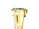 Yellow gold Fancy Green Pear Cut Solitaire Tension Set Diamond Ring with Split Shank Band_5