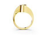 Yellow gold Fancy Green Pear Cut Solitaire Tension-Set Diamond Split Shank Ring_3