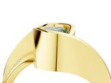 Yellow gold Fancy Green Pear Cut Solitaire Tension-Set Diamond Split Shank Ring_4