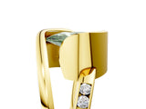Yellow gold Fancy Green Pear Cut Solitaire Tension-Set Diamond Split Shank Ring_5