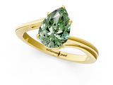 Yellow gold Fancy Green Pear  Cut Solitaire Twist Band Ring with Four-Prong Setting_22