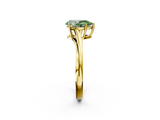 Yellow gold Fancy Green Pear  Cut Solitaire Twist Band Ring with Four-Prong Setting_23