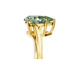 Yellow gold Fancy Green Pear  Cut Solitaire Twist Band Ring with Four-Prong Setting_26