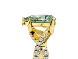 Yellow gold Fancy Green Pear Cut Solitaire Twist Pave Diamond Engagement Ring with Prong Setting_5