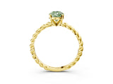 Yellow gold Fancy Green Pear  Cut Solitaire Twisted Band with Four-Prong Setting_123
