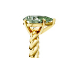 Yellow gold Fancy Green Pear  Cut Solitaire Twisted Band with Four-Prong Setting_125