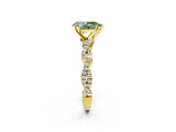 Yellow gold Fancy Green Pear Cut Solitaire Twisted Pave Band with Four-Prong Setting_5