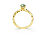 Yellow gold Fancy Green Pear Cut Solitaire Twisted Pave Band with Four-Prong Setting_6