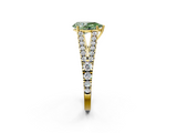 Yellow gold Fancy Green Pear  Cut Split Shank Pave Diamond Engagement Ring with Four-Prong Setting_26