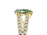Yellow gold Fancy Green Pear  Cut Split Shank Pave Diamond Engagement Ring with Four-Prong Setting_29