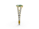 Yellow gold Fancy Green Pear  Cut Split Shank Pave Diamond Engagement Ring with Four-Prong Setting_33